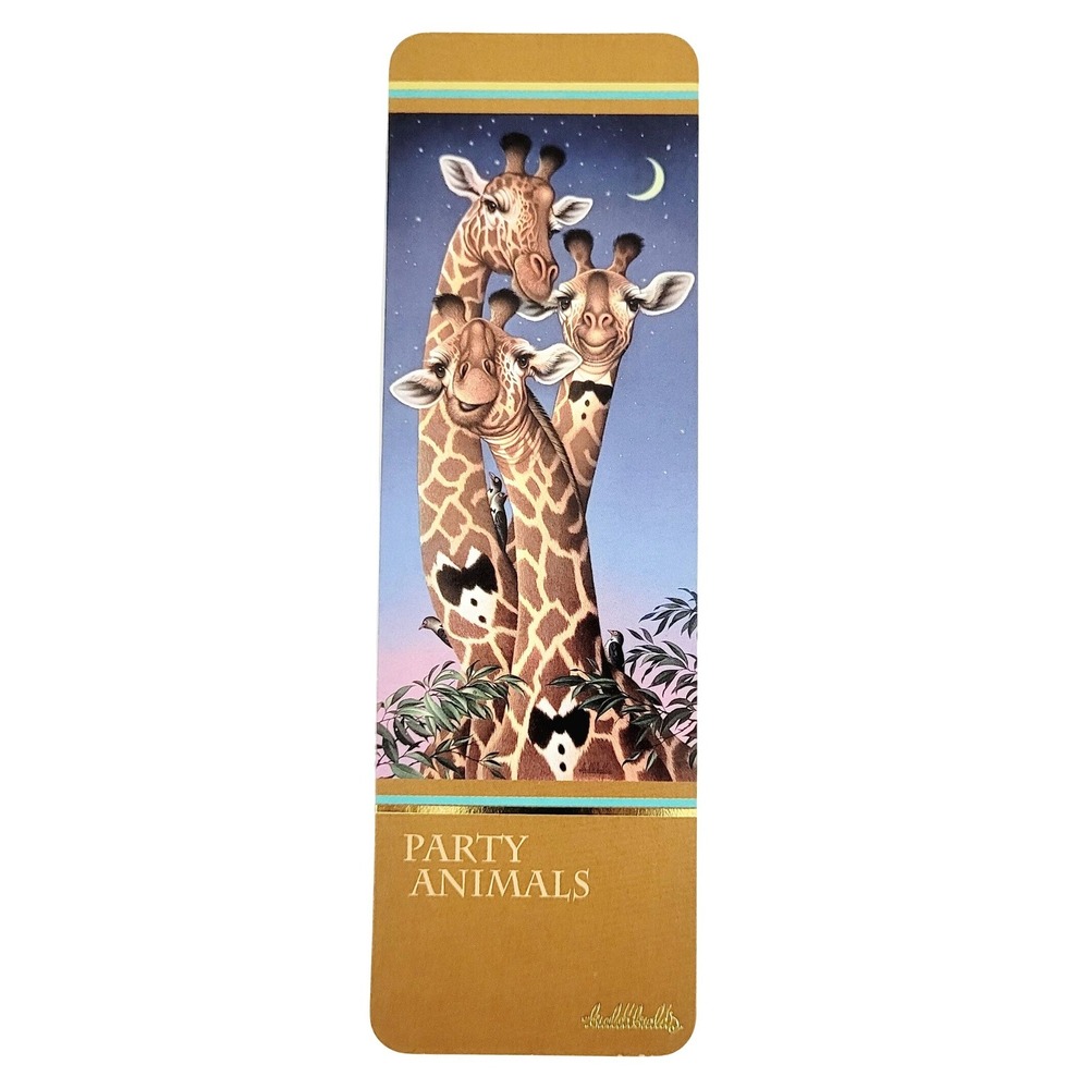 Vintage 90s Giraffe Party Animals Bookmark Bow-tie, Bralds 1993 Antioch KG 40932